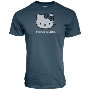 denim blue short sleeve t-shirt Hello Kitty with script Penn State